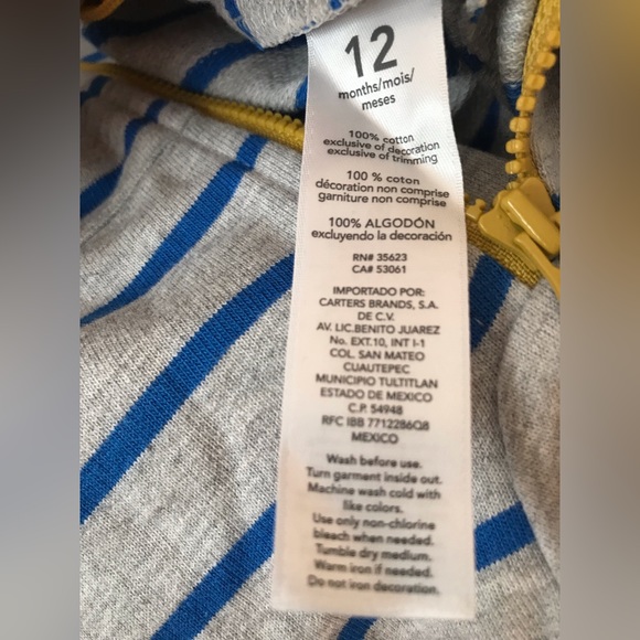 NWT Carter’s size 12 mo “Cute And Charming Little Guy” fox zip up hooded romper - Picture 6 of 9